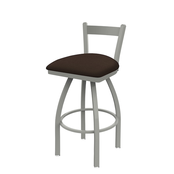 25" Low Back Swivel Counter Stool, Nickel Finish, Rein Coffee Seat